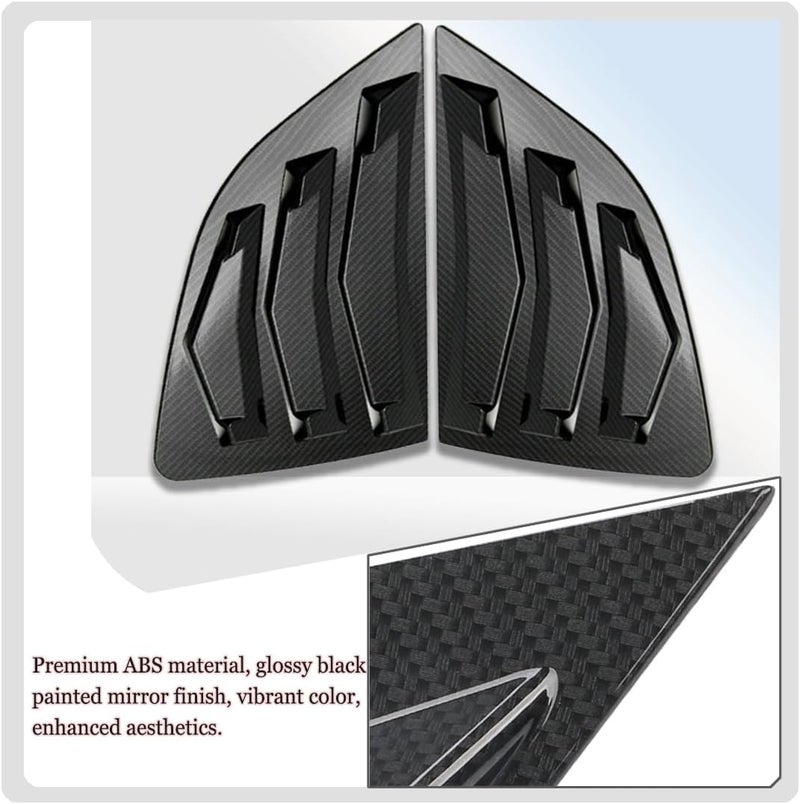 MUXEE 2Pcs Rear Side Window Louvers Air Vent Scoop Shades Cover Blinds Trim for Honda Fit/Jazz 2014 2015 2016 2017 2018 2019 2020 - ABS Carbon Fiber Sport Interior Accessories - Image 5